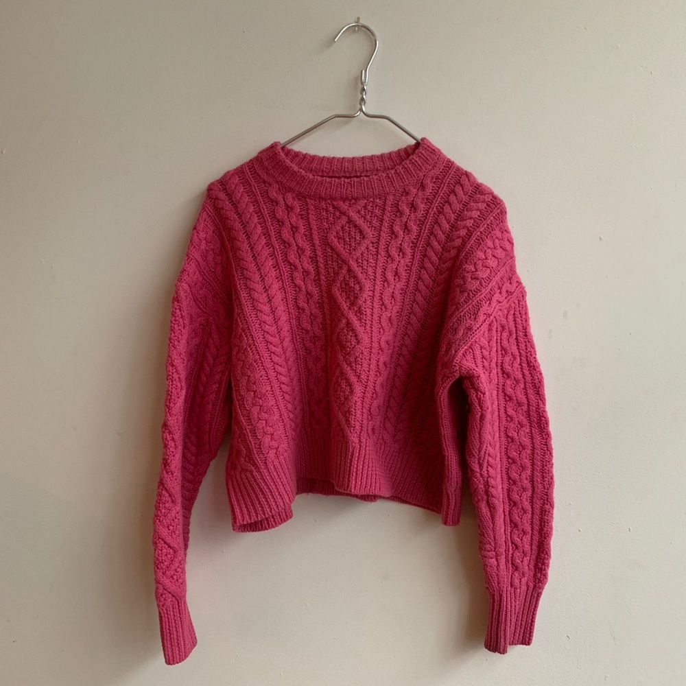 Isabel Marant Hot Pink Chunky Cropped Sweater